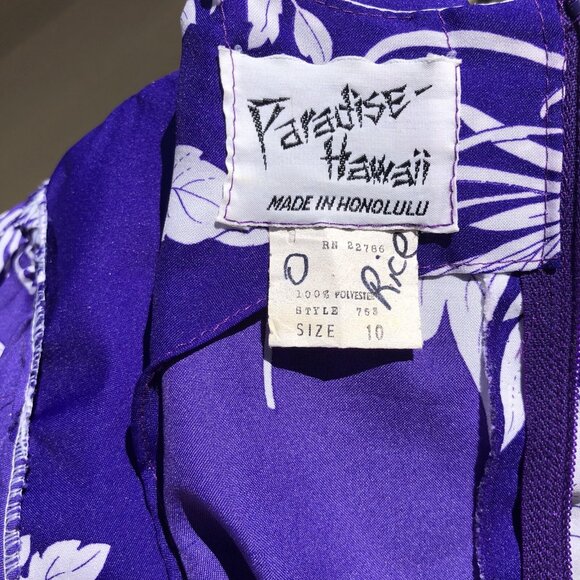 VTG 60s Paradise Hawaii Purple Floral Dress Tropical Size S Retro Coconutgirl - Picture 5 of 7